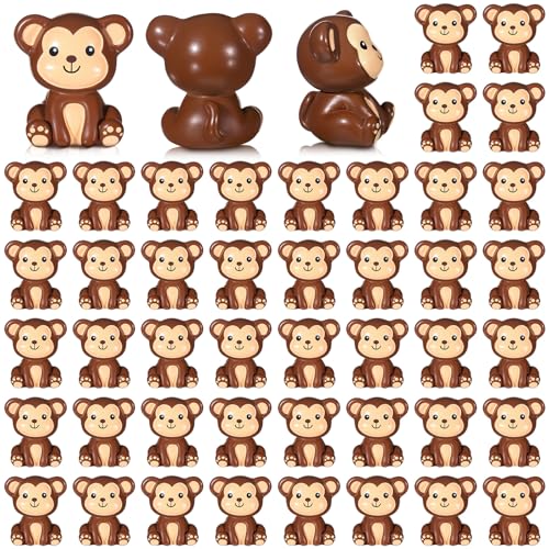 Silipull 50 Pcs Mini Monkey Figurines Resin Monkey Figures Bulk Tiny Animals Party Favors for Summer Cake Topper Goodie Bag Fillers Supplies Stuffers - Image 1