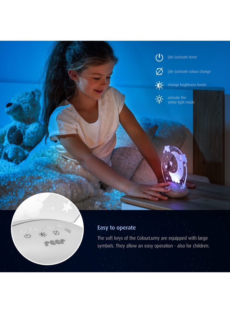 REER ColorLumy Moon calming light, "Moon" Night Light For Children With Acrylic Glass, Color Change, Three Brightness Levels - Image 2