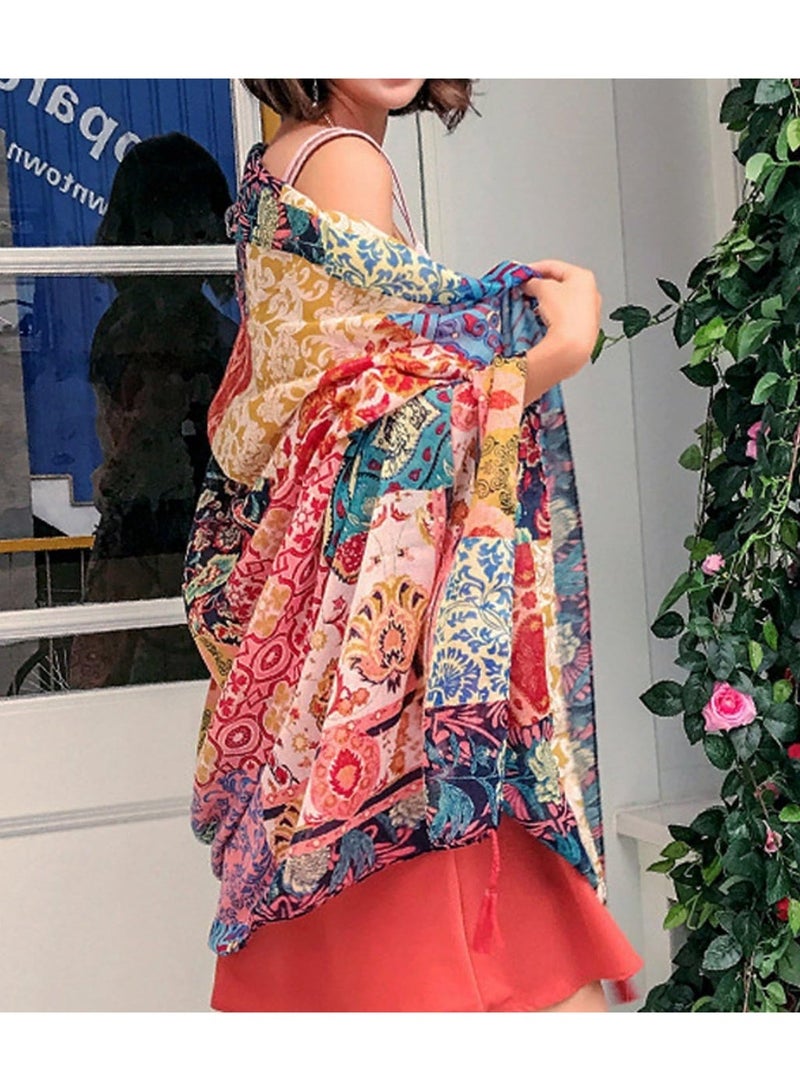 Bukela Printed Tassel Scarf – XB022, Polyester, Boho Style, for Women, Summer Beach Wrap - Image 3