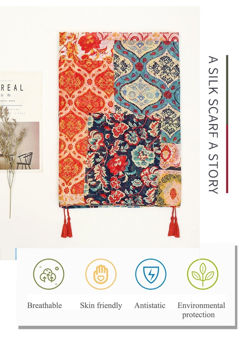 Bukela Printed Tassel Scarf – XB022, Polyester, Boho Style, for Women, Summer Beach Wrap - Image 5