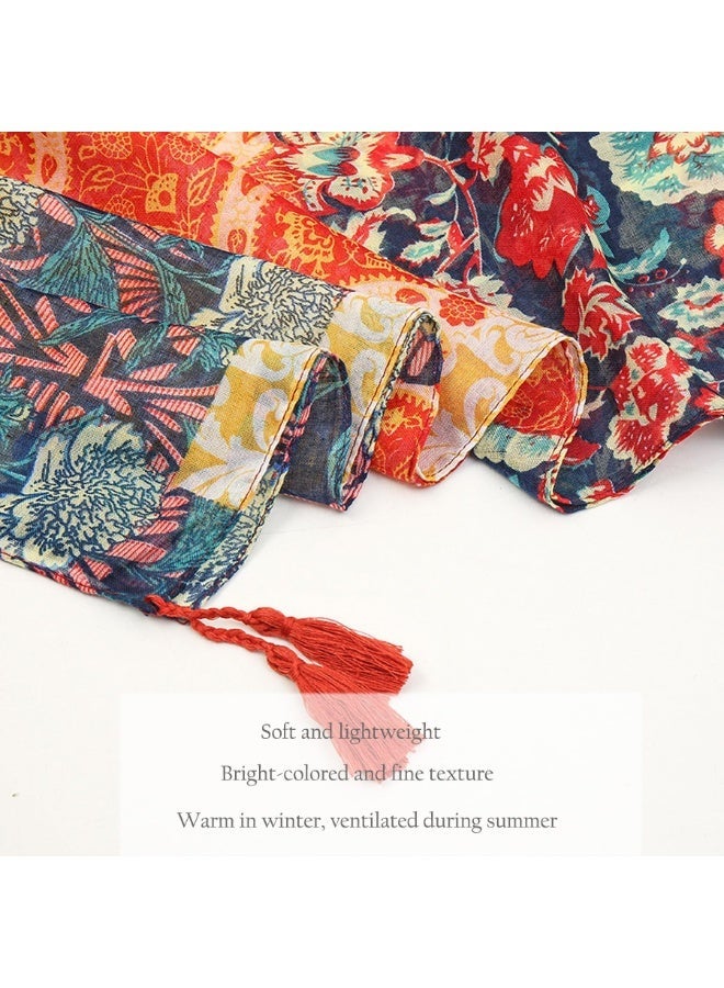 Bukela Printed Tassel Scarf – XB022, Polyester, Boho Style, for Women, Summer Beach Wrap - Image 4