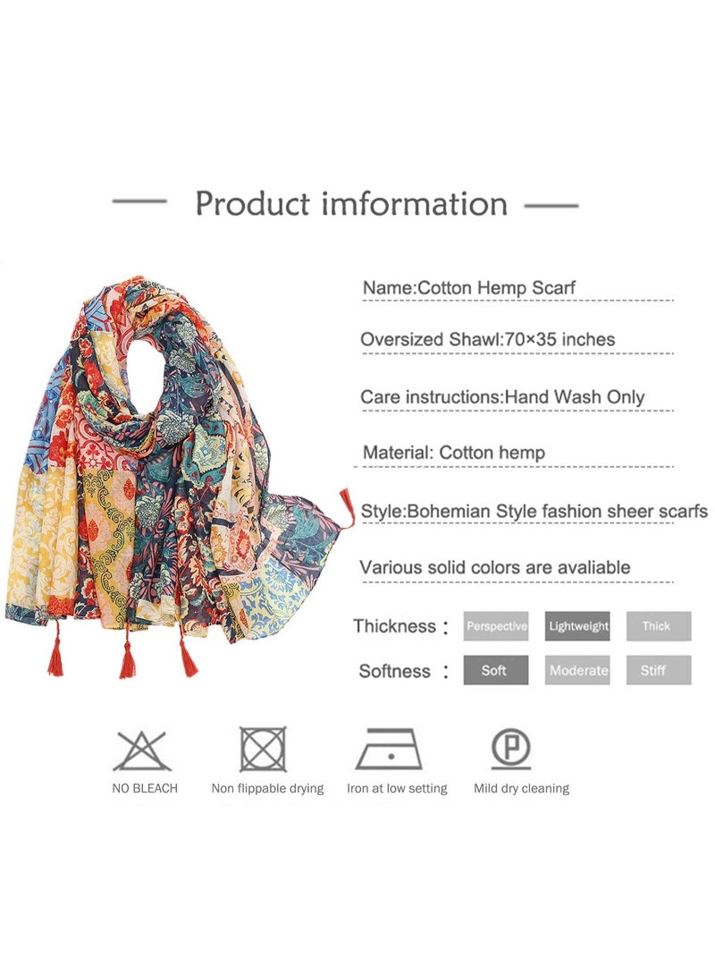 Bukela Printed Tassel Scarf – XB022, Polyester, Boho Style, for Women, Summer Beach Wrap - Image 2