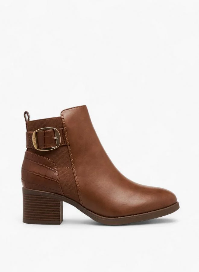 Women's Buckle Detail Ankle Boots with Zip Closure