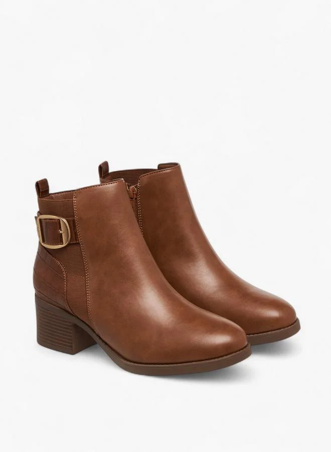 Celeste Women's Buckle Detail Ankle Boots with Zip Closure