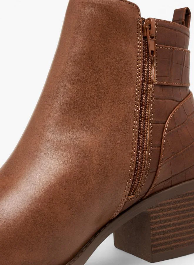 Celeste Women's Buckle Detail Ankle Boots with Zip Closure