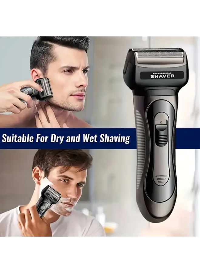 Men 3 in 1 Cordless Shaver Kit with USB Fast Recharge 600mAh Battery Black Razor Ergonomic Handle Compact Travel Friendly Design Sharp Blades Efficient Motor Smooth Shave - Image 5