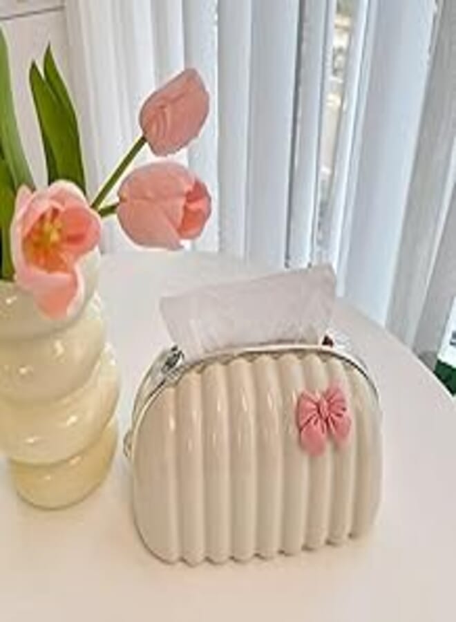 Chic Tissue Box Handbag, Distribution and Preservation, Luxury Acrylic Napkins, Luxury Decoration, Salon and Office, Easy Release Zipper, High Quality, Bowknot, Imported 