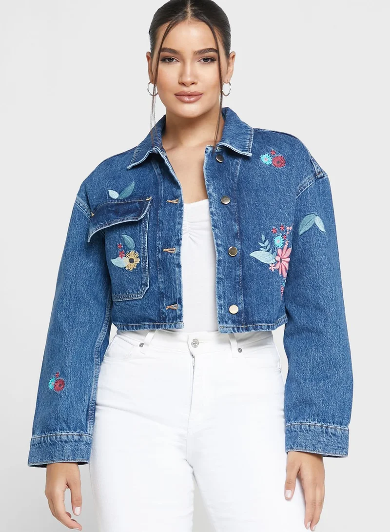 ONLY Embroidered Denim Jacket
