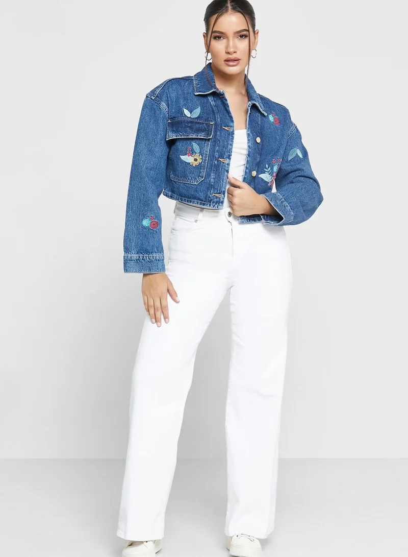 ONLY Embroidered Denim Jacket