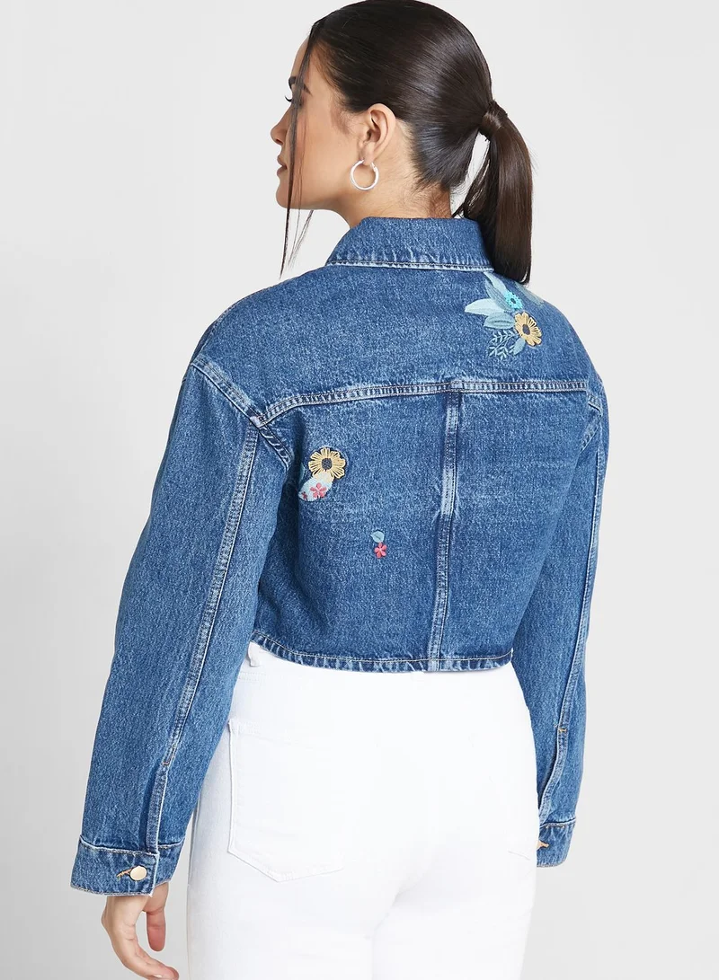 ONLY Embroidered Denim Jacket