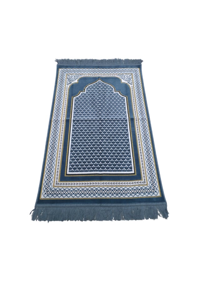 ريف سجادة صلاة إسلامية نقشة محراب مزخرف بجودة ممتازة أزرق وأبيض 70 x 110 سم SP 90S101778BLU - Image 2