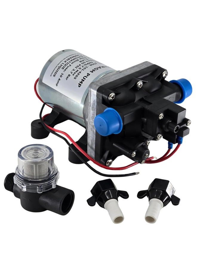 PowerMax RV Water Pump 4008-101-A65/E65 | 3.0 GPM - 55 PSI | 12V Camper RV Water Pump | On Demand Diaphragm | Quiet & Smooth Operation | Self Priming | Quick Attach Fitting | 1 Pump + 1 Strainer - Image 1