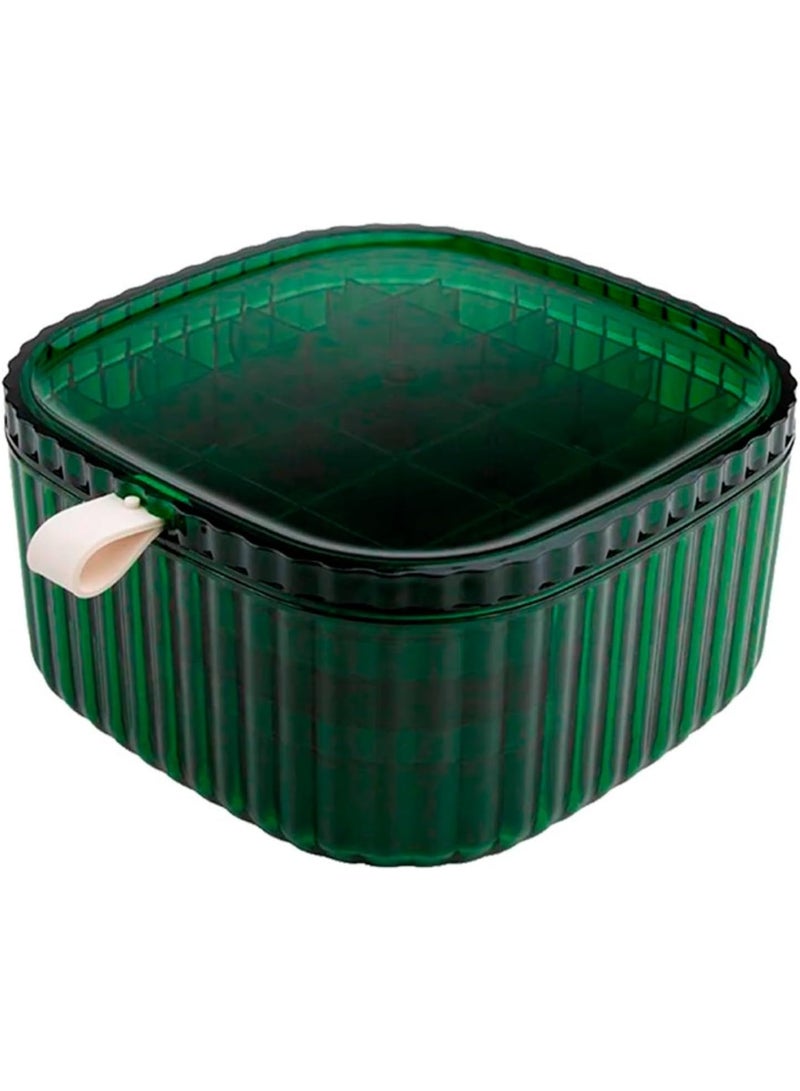 Transparent Clean Jewelry Box | Ornament Jewelry 3 layers Acrylic Storage Boxes | Earrings Necklace Ring Display Storage Box with Lid | Cosmetic Storage Organizer Box (Green) - Image 2