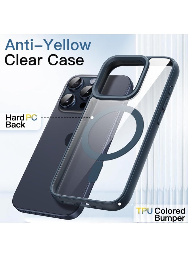 أكاليكس جراب مغناطيسي لهاتف آيفون 15 [مقاوم للصدمات ونحيف]، غطاء خلفي صلب شفاف مع حماية فائقة | أزرق داكن - Image 5