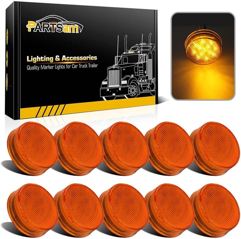 Partsam 10pcs 2.5" Round Amber LED Side Marker Lights with 13 Diodes - Image 1