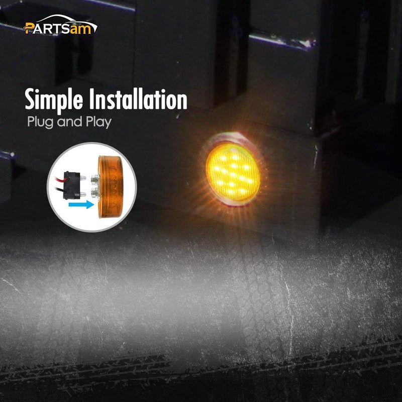 Partsam 10pcs 2.5" Round Amber LED Side Marker Lights with 13 Diodes - Image 4
