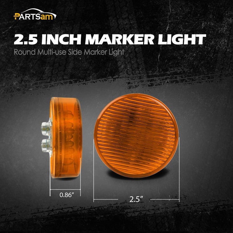 Partsam 10pcs 2.5" Round Amber LED Side Marker Lights with 13 Diodes - Image 5