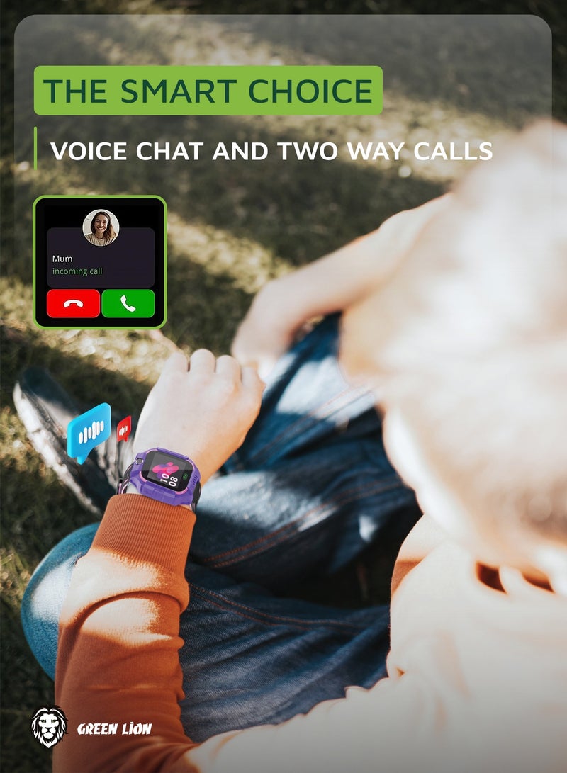 GREEN LION Kids Smart Watch Series 5 with Games, Math Learning, Safe Zone for Children, 1.44” Color Display, Long Battery Life & Child Safety Features/ Fun & Educational Smartwatch for Kids - Purple - Image 3