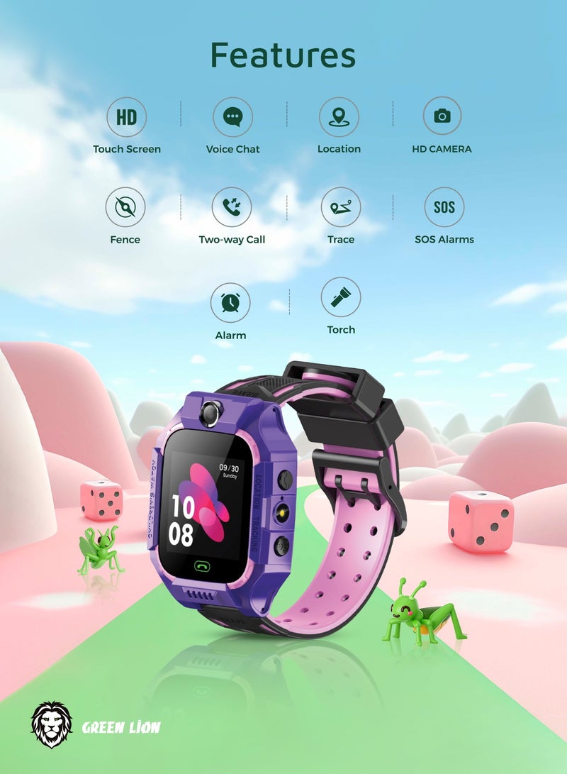 GREEN LION Kids Smart Watch Series 5 with Games, Math Learning, Safe Zone for Children, 1.44” Color Display, Long Battery Life & Child Safety Features/ Fun & Educational Smartwatch for Kids - Purple - Image 2