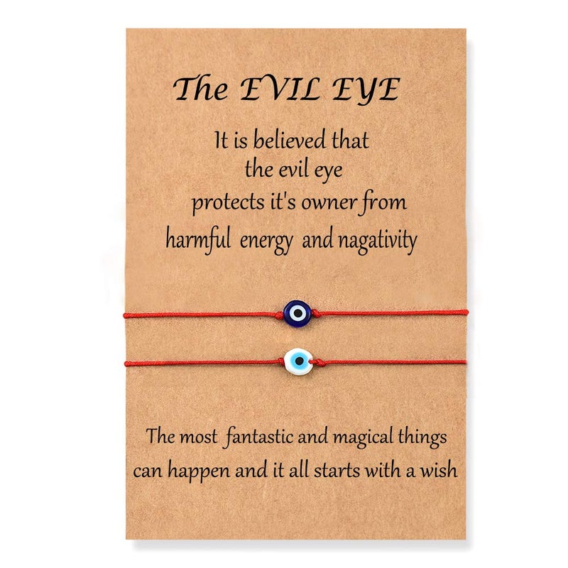 Shonyin Handmade Evil Eye Bracelets Set with Card Red String Bracelet Kabbalah Protection Luck Amulet for Women Men Family Friends - Image 1