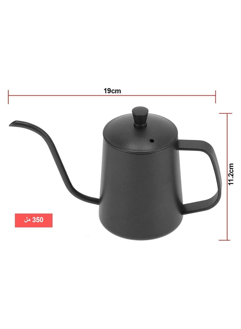INVEIN 350ml Stainless Steel Coffee Drip Kettle | Rust-Resistant V60 Pour-Over Kettle with Long 5mm Spout - Black Teflon Coating | Ideal for Specialty Coffee Drip Brewing - Image 5