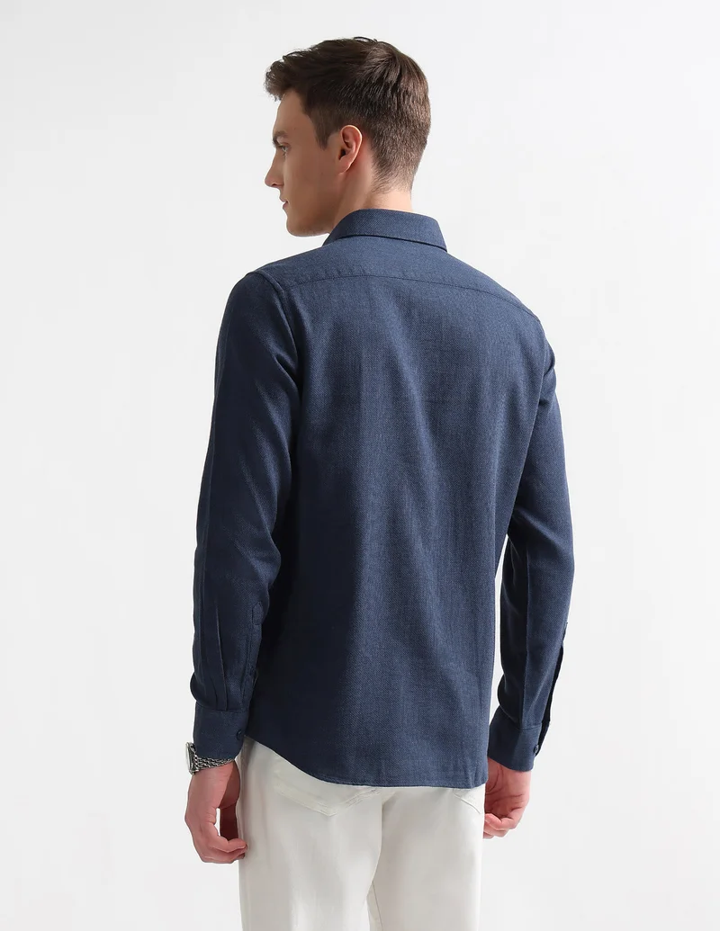 Arrow Navy Slim Fit Dobby Outdoor Shirt for Men | Best Price UAE