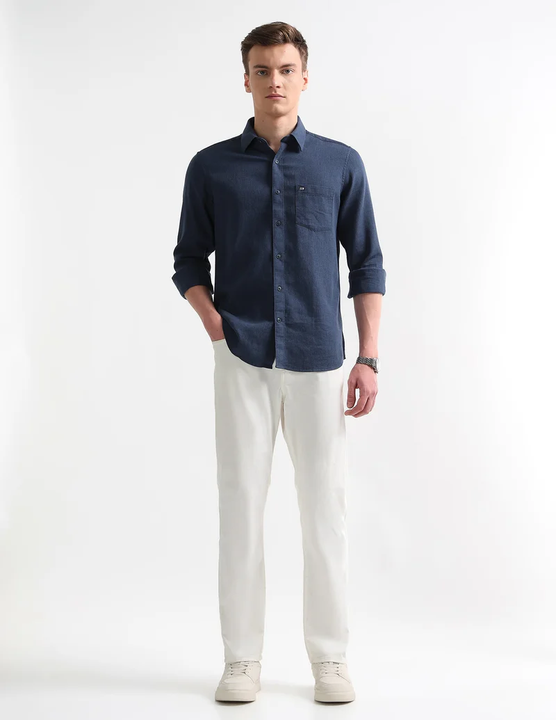 Arrow Navy Slim Fit Dobby Outdoor Shirt for Men | Best Price UAE