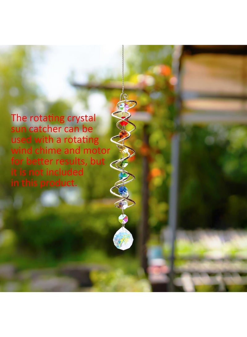Cobest Suncatcher Wind Spinner Gazing Ball Spiral Tail, Garden Suncatcher Crystal Pendant, Round Shaped Glass Prisms Beads Chain with Seven Chakra Beads, Suncatchers for Windows Hanging for Home Garden - Image 4