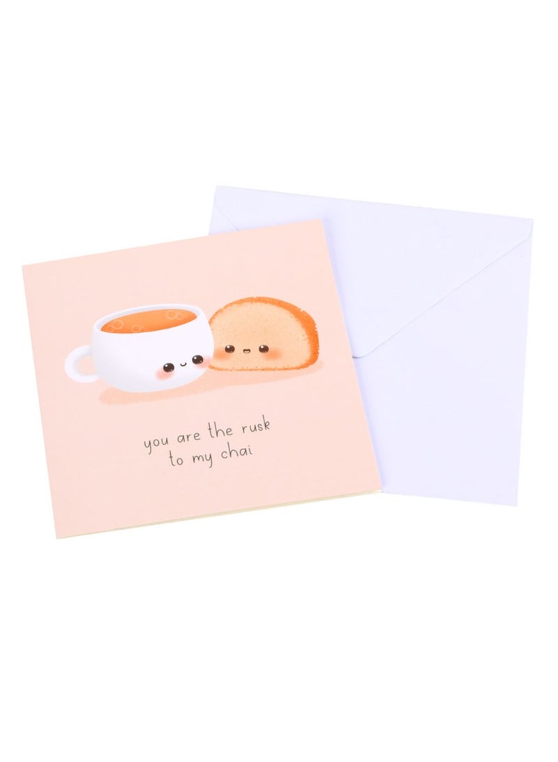 Peacock Supplies Food Couples Greeting Card Chai And Rusk - Image 1