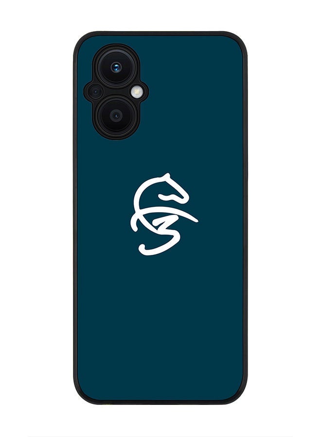 Stylizedd Rugged Black edge case for Oppo Reno7 Z  Slim fit Soft Case Flexible Rubber Edges Anti Drop TPU Gel Thin Cover -  Faz3 Icon Blue - Image 1