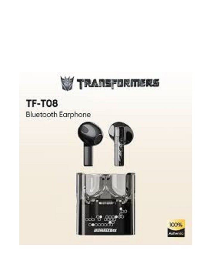 Transformers TF-T08 Bluetooth 5.3 Earphones Noise Reduction Headphones HiFi Sound Earbuds Gaming Music Headset Game Earbud Black