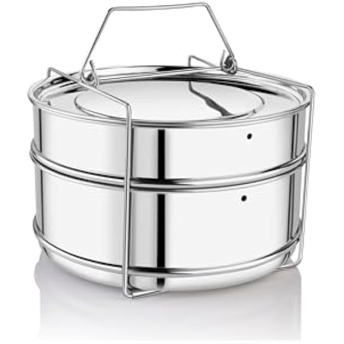 Embassy Ss Cooker Separator Suitable For Hawkins Classic InnerLid Pressure Cookers Container Set With Lifter Stainless Steel - Image 1