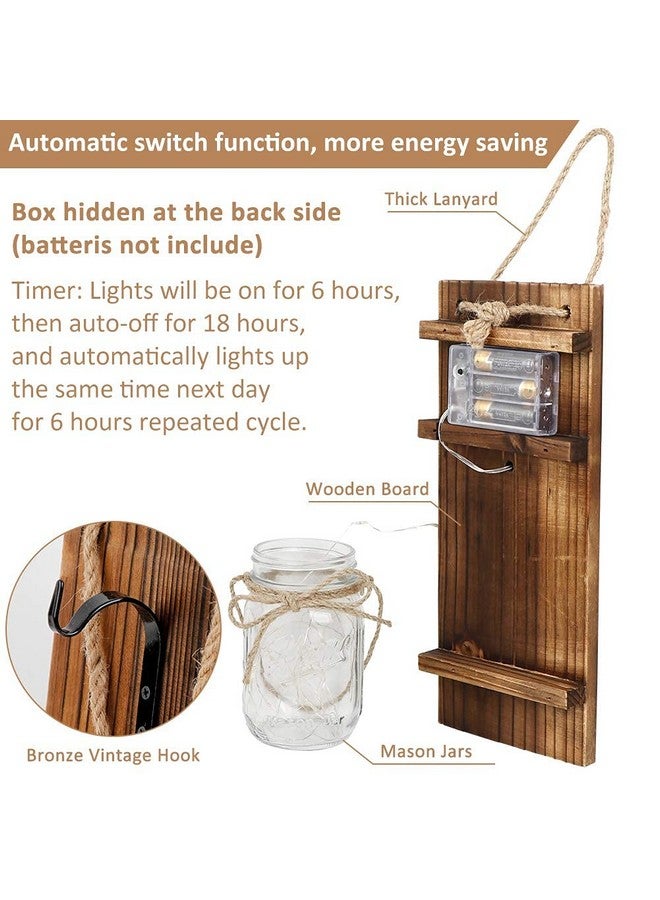 أور ورم مجموعة ديكورات الحائط من OurWarm Sunflower Mason Jar من قطعتين من الجرار المعلقة المصنوعة يدويًا مع أضواء LED خيالية للمطبخ وغرفة المعيشة والمنزل الريفي - Image 5