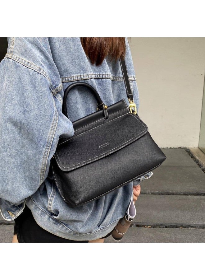 Layer Cowhide Bag Women's  New Leather Women's Bag Crossbody Messenger Bag Commuter Large Capacity Shoulder Briefcase - Image 4