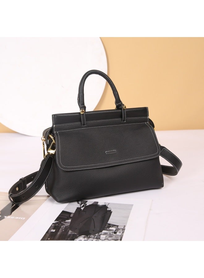 Layer Cowhide Bag Women's  New Leather Women's Bag Crossbody Messenger Bag Commuter Large Capacity Shoulder Briefcase - Image 1