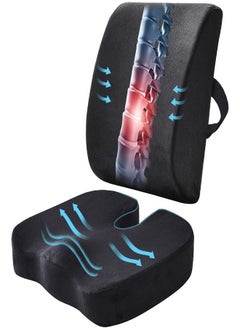 XVersion Non Slip Orthopedic Memory Foam Coccyx Cushion and Back Seat for Tailbone and Lumber Pain  - Image 1