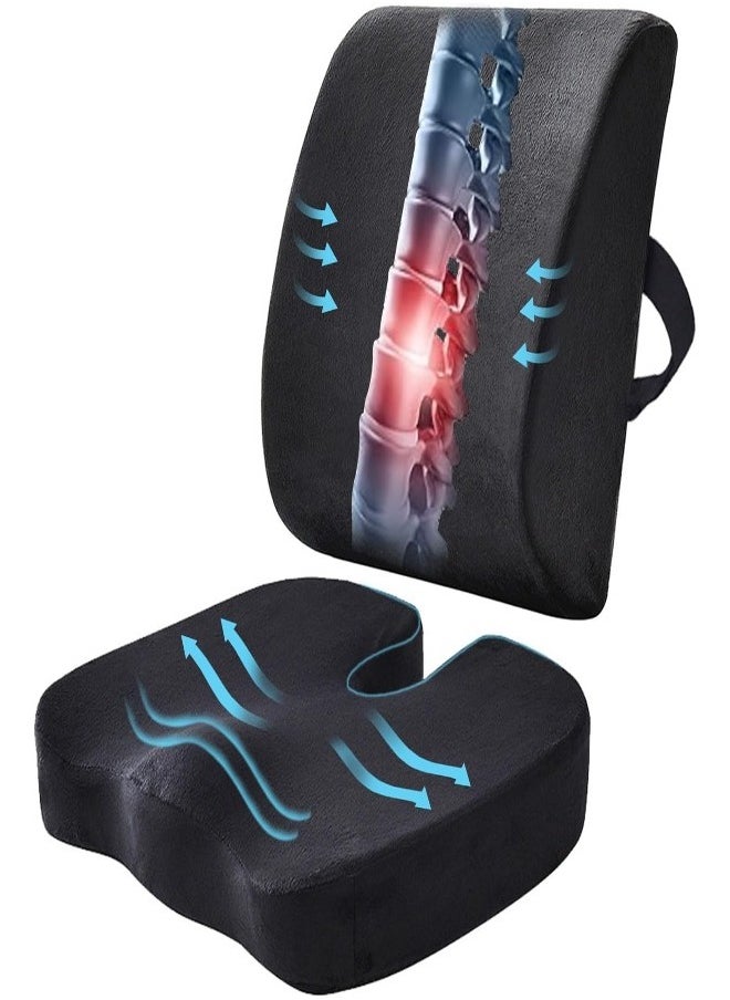 XVersion - Non Slip Orthopedic Memory Foam Coccyx Cushion and Back Seat for Tailbone and Lumber Pain - Image 1