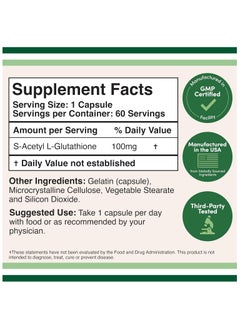 Double Wood Supplements S-Acetyl L-Glutathione Capsules - 100mg, 60 Count (Acetylated Glutathione Antioxidant - More Absorbable Than Glutathione and Liposomal Glutathione, Non-GMO and Gluten Free) by Double Wood  - Image 4