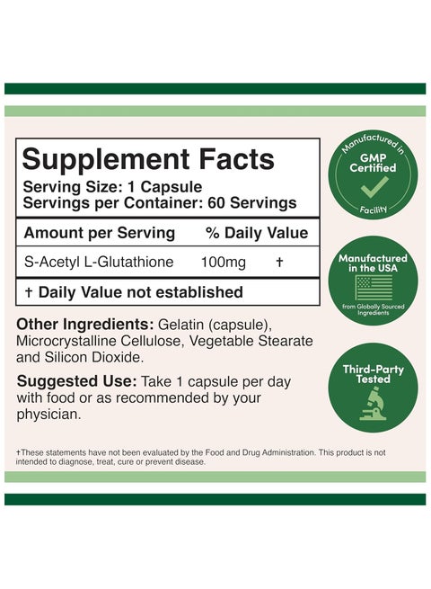 Double Wood Supplements S-Acetyl L-Glutathione Capsules - 100mg, 60 Count (Acetylated Glutathione Antioxidant - More Absorbable Than Glutathione and Liposomal Glutathione, Non-GMO and Gluten Free) by Double Wood | Best Price KSA | Double Wood Supplements S-Acetyl L-Glutathione Capsules - 100mg, 60 Count (Acetylated Glutathione Antioxidant - More Absorbable Than Glutathione and Liposomal Glutathione, Non-GMO and Gluten Free) by Double Wood | Best Price KSA |