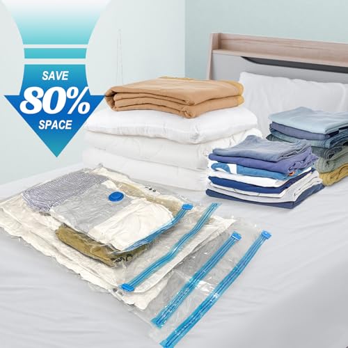 Fygrip 20 Pack Vacuum Storage Bags with Hand Pump, 4 Jumbo + 4 Large + 4 Medium + 8 Small Plastic Packaging Bags, 80% Space Saver Vacuum Seal Bags for Clothing, Travel Lugggage, Blankets, Comforters - Image 2