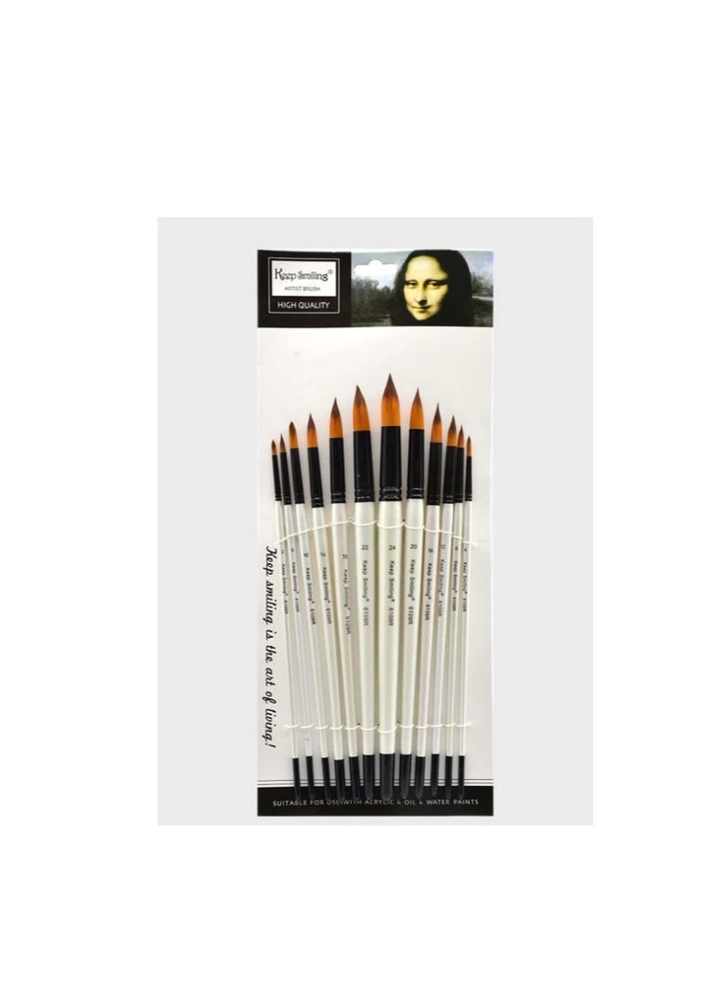 Keep Smiling Keep Smiling Brush (Long Handel Round Brush Set of 12)  - Image 2