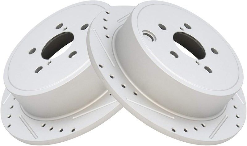 TRQ Rear Performance Brake Rotors Set Premium G-Coated Cross Drilled & Slotted Compatible with 2013-2015 Subaru BRZ 2009-2013 Forester 2008-2014 Impreza 2010-2014 Legacy Outback - Image 2