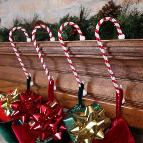 Haute Decor candy cane Stocking Holder (classic Red & White  4-Pack) - Lightweight christmas Stocking Hanger  Holds up to 10 pounds - Image 4