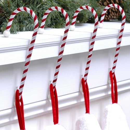 Haute Decor candy cane Stocking Holder (classic Red & White  4-Pack) - Lightweight christmas Stocking Hanger  Holds up to 10 pounds - Image 2