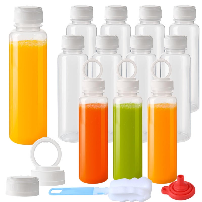 ZMYBCPACK 12 Pack 12oz pp زجاجات عصير بلاستيكية مقاومة للحرارة مع حاويات مشروبات سائبة قابلة للبلاستيك مع الأغطية (غسالة الصحون الآمنة ، غطاء حلقة السحب المحمولة) - Image 1