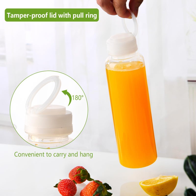 ZMYBCPACK 12 Pack 12oz pp زجاجات عصير بلاستيكية مقاومة للحرارة مع حاويات مشروبات سائبة قابلة للبلاستيك مع الأغطية (غسالة الصحون الآمنة ، غطاء حلقة السحب المحمولة) - Image 5
