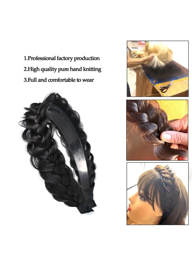 TOECWEGR Braided Headband WithTooth Wide Braid Messy Hair Hoop WomenFashion Hair Accessories (Dark Brown Black 2A) - Image 5