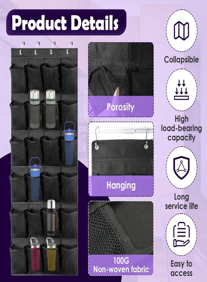 chaseroad Over The Door Water Bottle Organizer for Stanley, Multi-Functional 24 Pockets Water Bottle Organizer for Door, Foldable Wall-Mounted Design, Over The Door Cup Holder for Kitchens and RV - Image 4