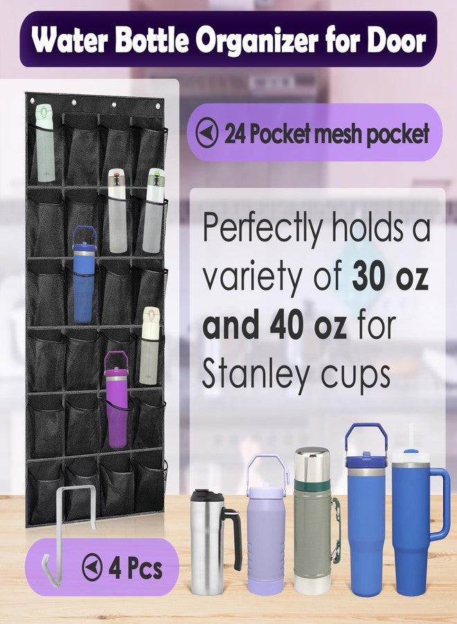 chaseroad Over The Door Water Bottle Organizer for Stanley, Multi-Functional 24 Pockets Water Bottle Organizer for Door, Foldable Wall-Mounted Design, Over The Door Cup Holder for Kitchens and RV - Image 2