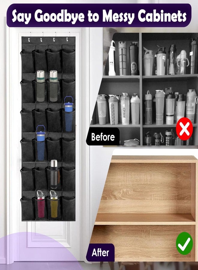 chaseroad Over The Door Water Bottle Organizer for Stanley, Multi-Functional 24 Pockets Water Bottle Organizer for Door, Foldable Wall-Mounted Design, Over The Door Cup Holder for Kitchens and RV - Image 5
